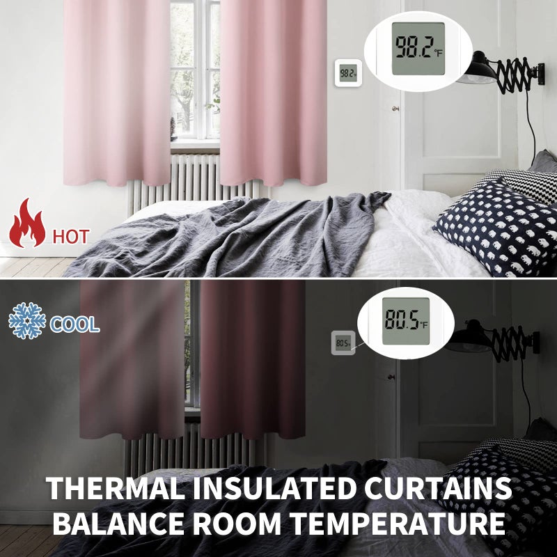 BGment Room Darkening Curtains 95 Inches Long - Grommet Thermal Insulated Drapes Window Treatment Curtains for Bedroom, 2 Panels, 52 x 95 Inch, Baby Pink - Image 4